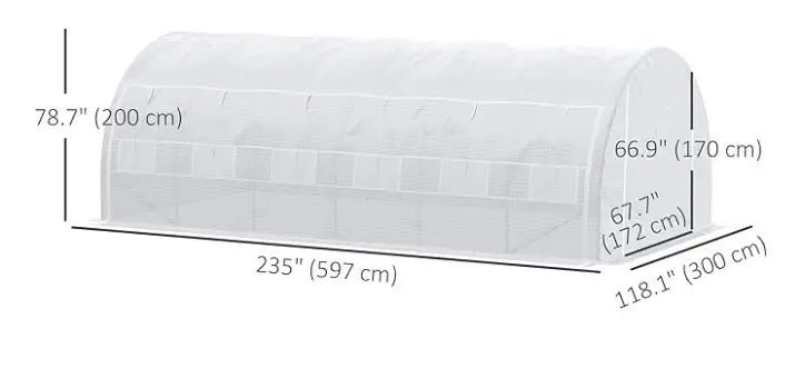 Large Walk-in Greenhouse, 20'x10'x6.6', Zippered Door, 12 Roll-up Windows, White Tunnel Greenhouses at Gallery Canada