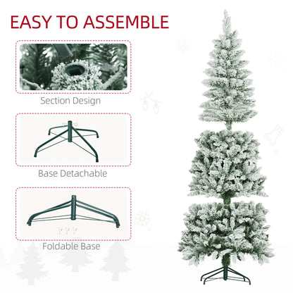6ft Flocked Pencil Christmas Tree, 479 Branch Tips, Metal Base Pencil Christmas Trees at Gallery Canada