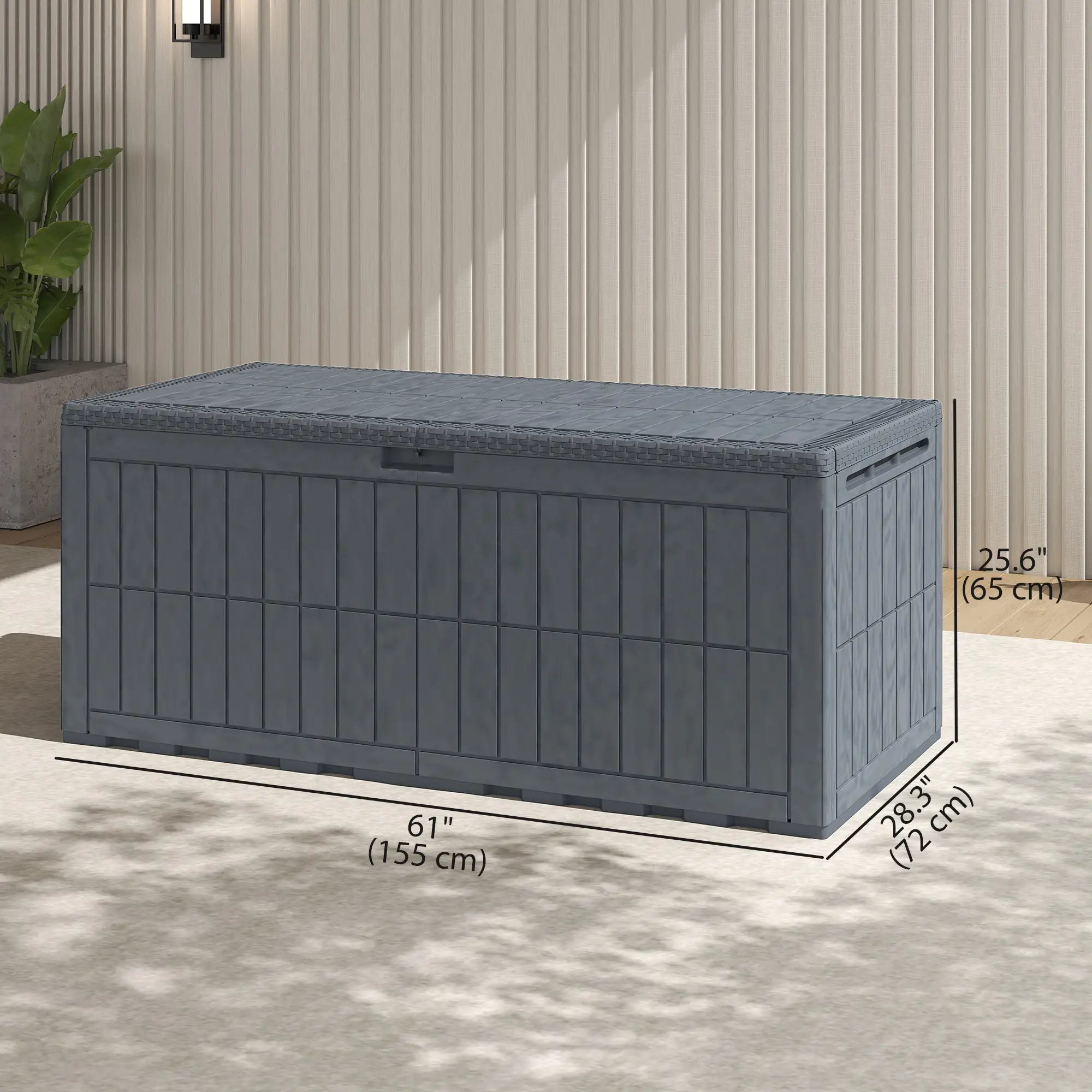 100 Gallon Waterproof Lockable Deck Box, Outdoor Storage, Gas Rods Patio Storage Boxes at Gallery Canada
