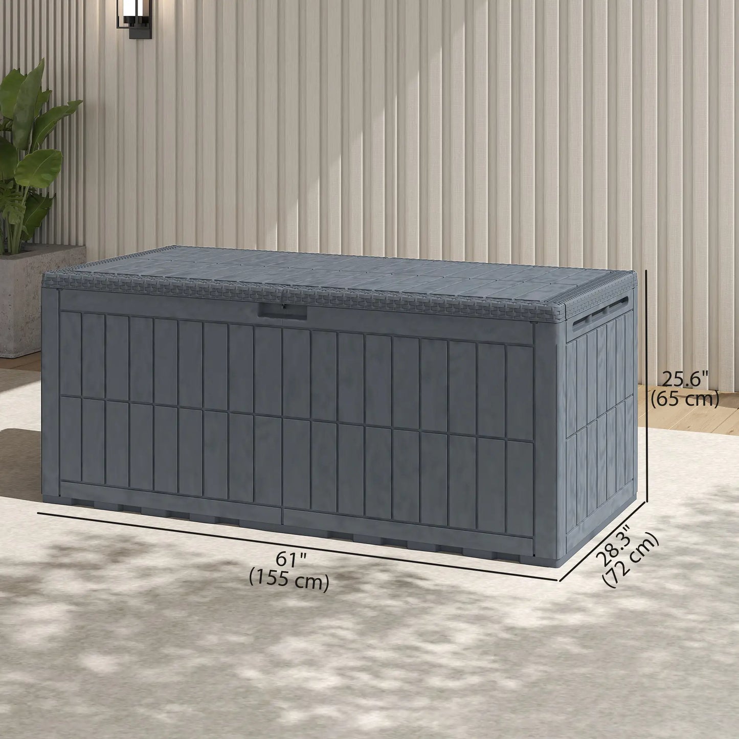 100 Gallon Waterproof Lockable Deck Box, Outdoor Storage, Gas Rods Patio Storage Boxes at Gallery Canada