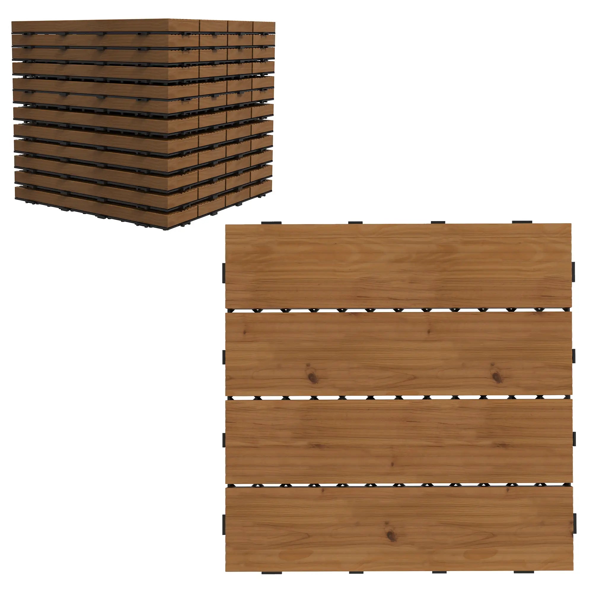 12 Pcs Wooden Deck Tiles, Outdoor Flooring, All Weather, Brown Deck Tiles at Gallery Canada