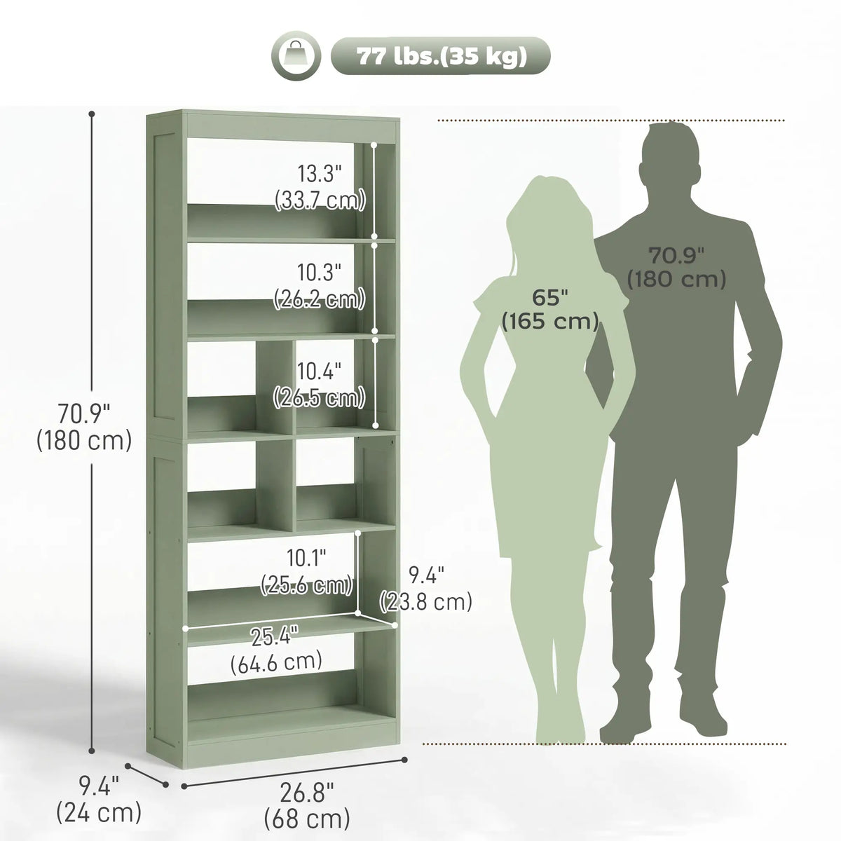 6-Tier Bookshelf, Storage Shelves, Green Display Bookshelves at Gallery Canada