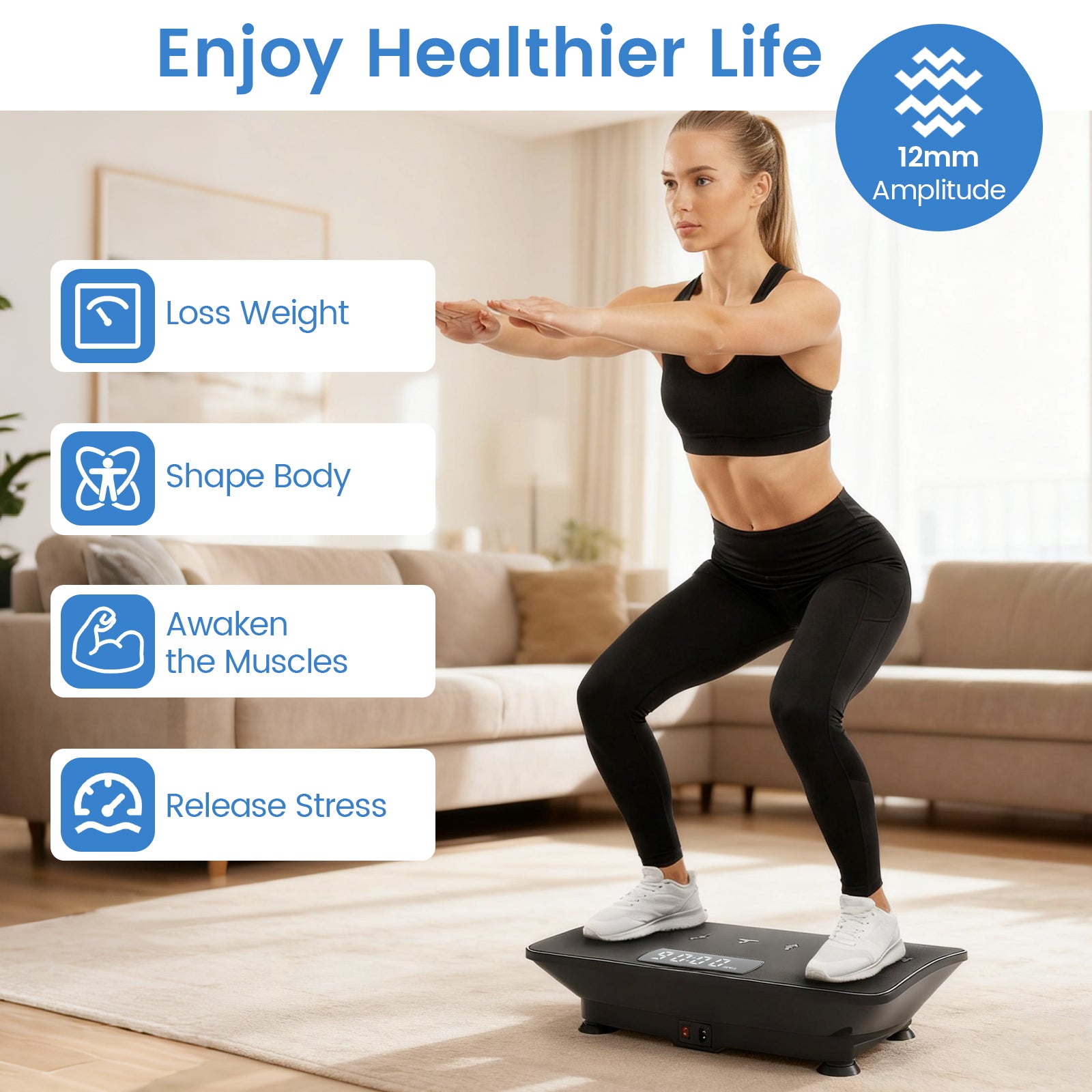 Vibration Plate Exercise Machine with Gravity Sensor for Home, Black Vibration Exercise Machines at Gallery Canada