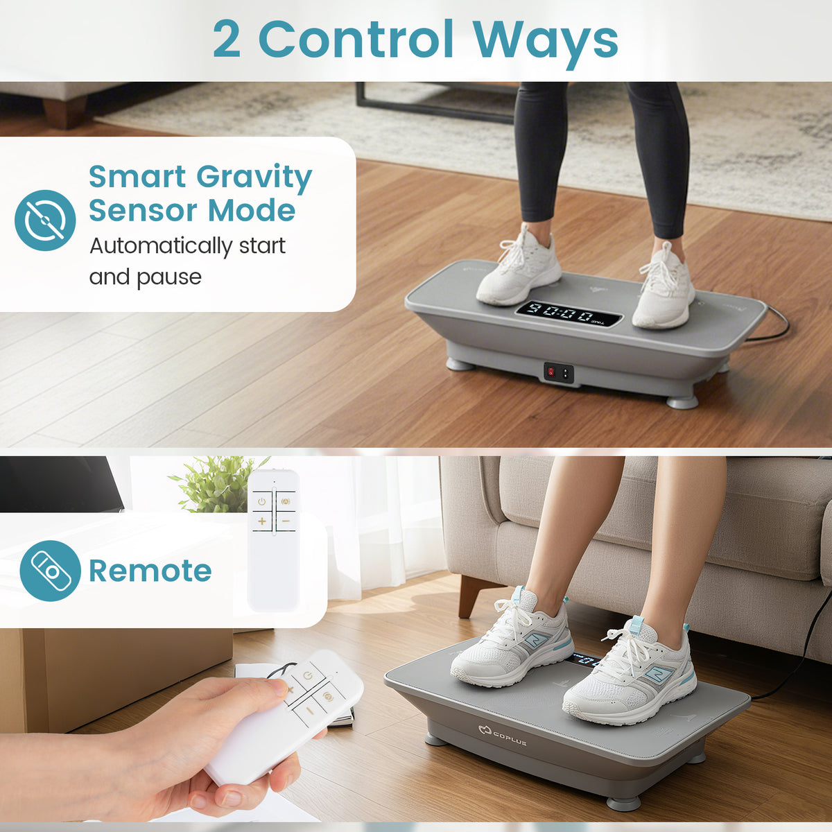 Vibration Plate Exercise Machine with Gravity Sensor for Home, Gray Vibration Exercise Machines at Gallery Canada