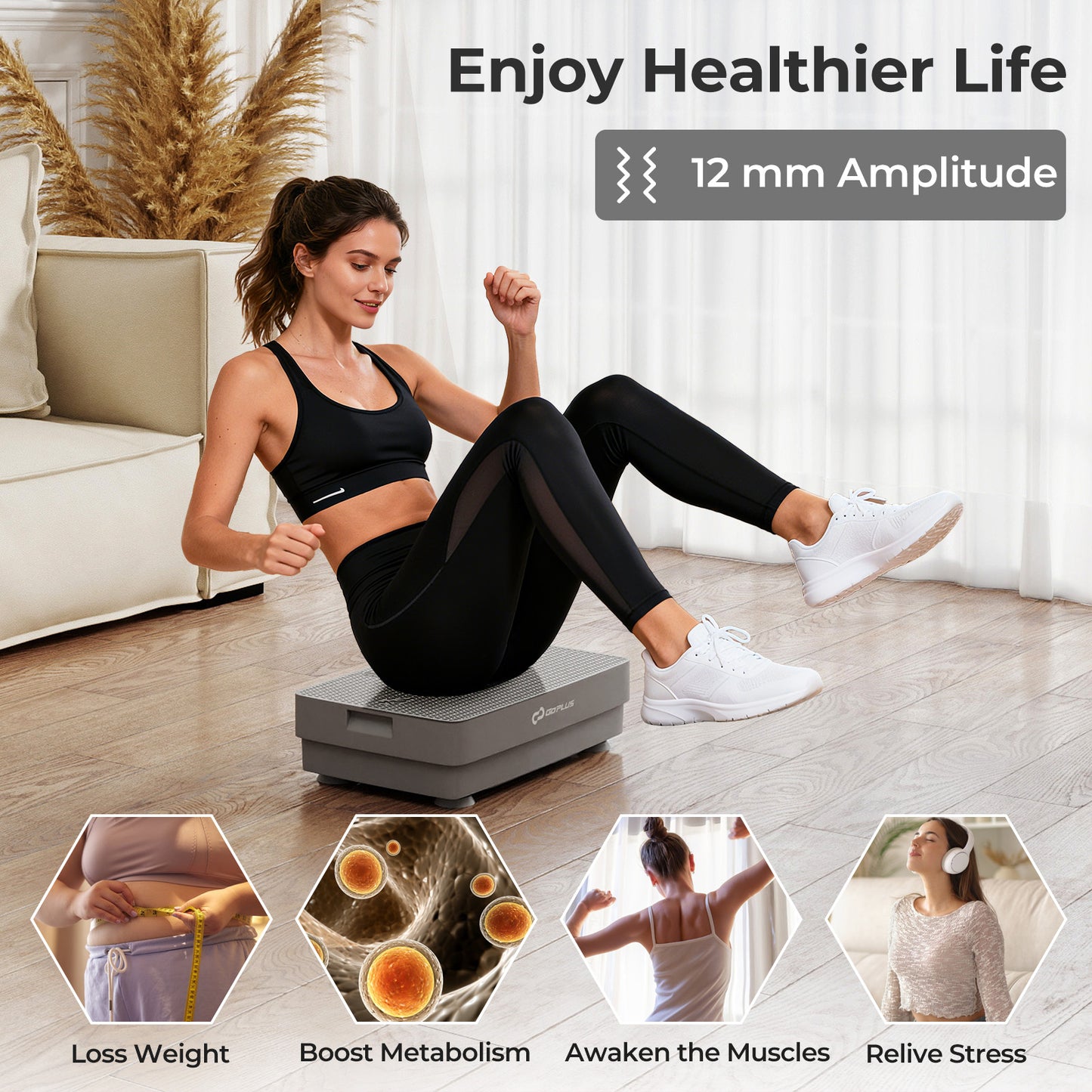 Vibration Plate Exercise Machine with Gravity Sensor and Remote Control for Home Gym, Gray Vibration Exercise Machines at Gallery Canada