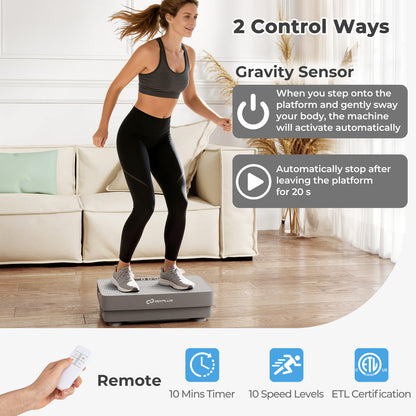 Vibration Plate Exercise Machine with Gravity Sensor and Remote Control for Home Gym, Gray Vibration Exercise Machines at Gallery Canada