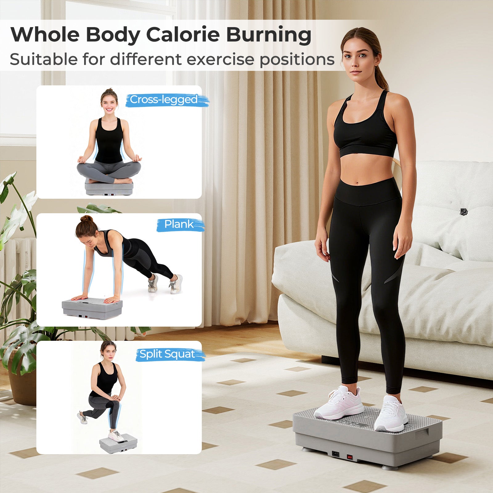 Vibration Plate Exercise Machine with Gravity Sensor and Remote Control for Home Gym, Gray Vibration Exercise Machines at Gallery Canada