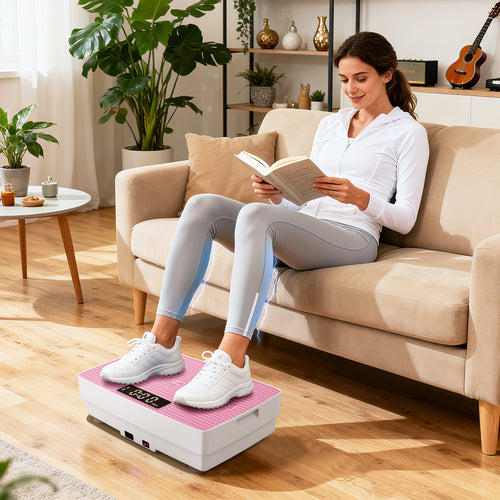 Vibration Plate Exercise Machine with Gravity Sensor and Remote Control for Home Gym, Pink