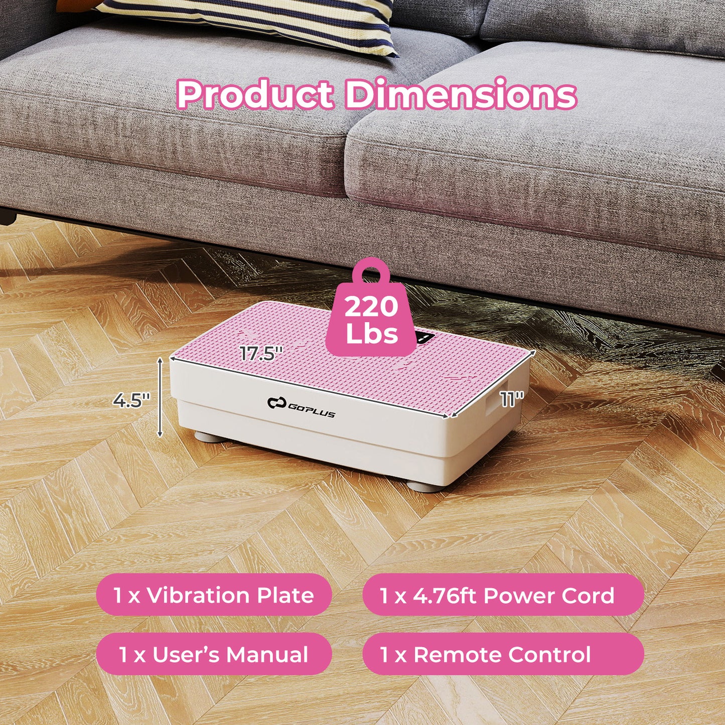 Vibration Plate Exercise Machine with Gravity Sensor and Remote Control for Home Gym, Pink Vibration Exercise Machines at Gallery Canada