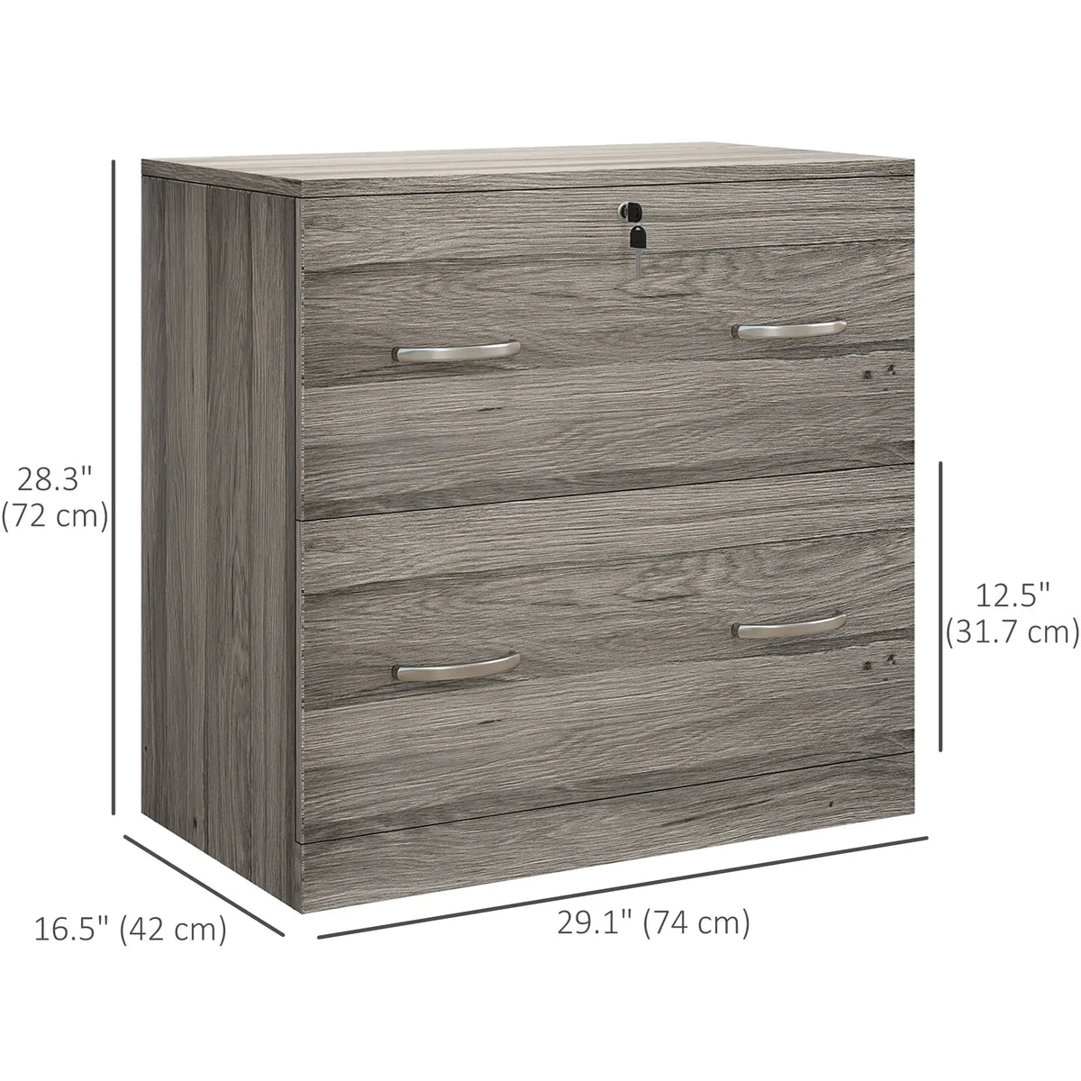 2 Drawer File Cabinet with Lock, Hanging Bar, Letter Size, Grey Office Cabinets & Cupboards at Gallery Canada