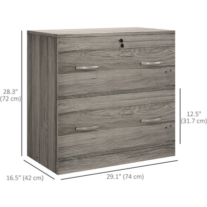 2 Drawer File Cabinet with Lock, Hanging Bar, Letter Size, Grey Office Cabinets & Cupboards at Gallery Canada