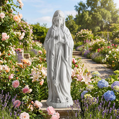 Virgin Mary Statue, 29.5 Inch Tall, Outdoor Religious Sculpture, Gray Outdoor Decor at Gallery Canada