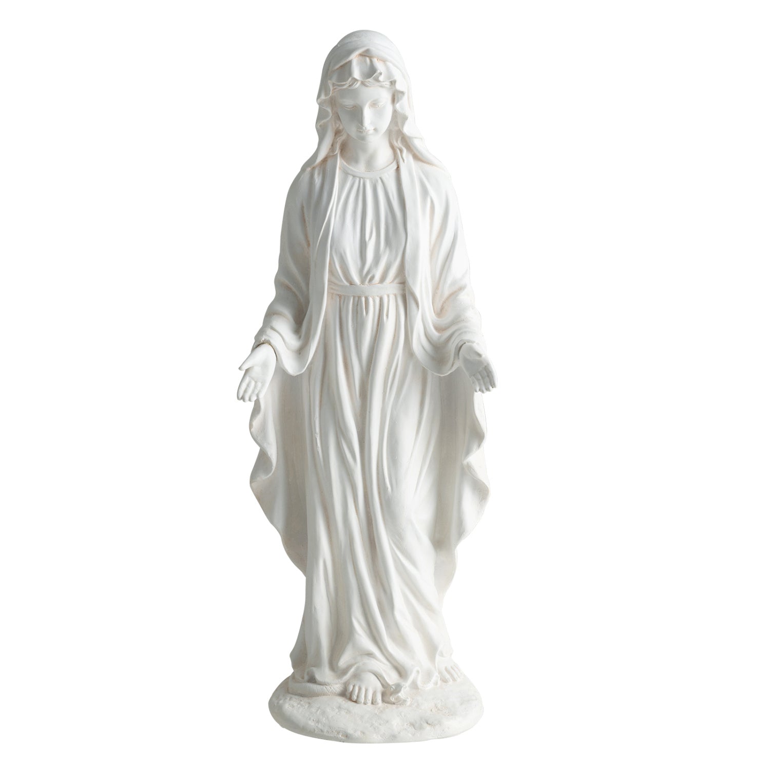 Virgin Mary Statue, 29.5 Inch, Outdoor Religious Sculpture, Aged Finish, White Outdoor Decor White at Gallery Canada