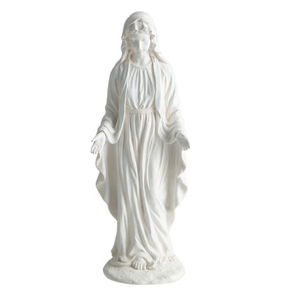 Virgin Mary Statue, 29.5 Inch, Outdoor Religious Sculpture, Aged Finish, White Outdoor Decor White at Gallery Canada