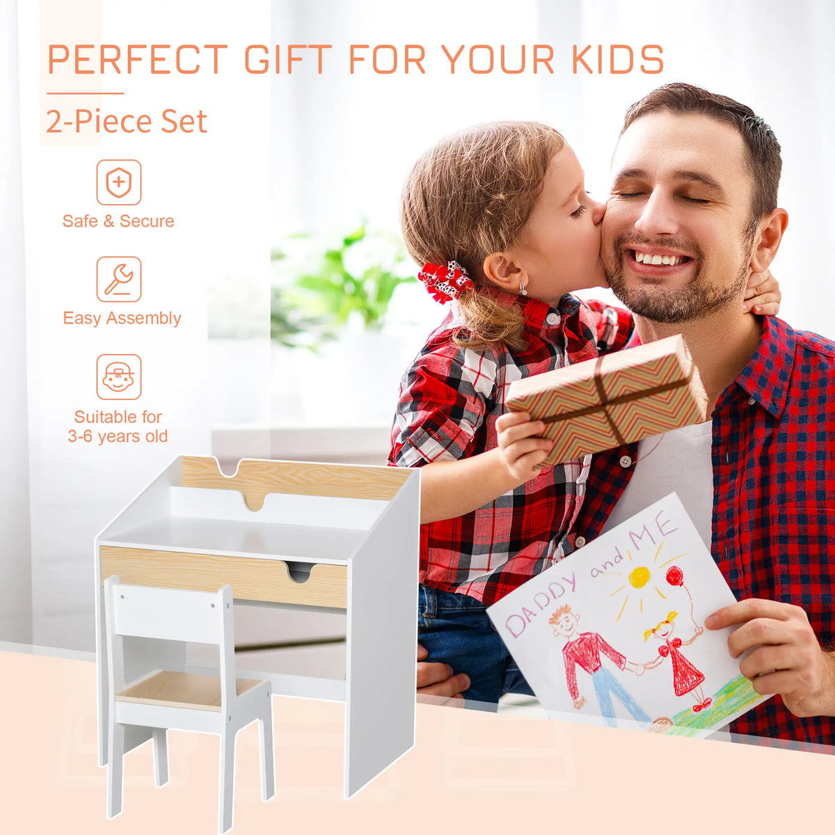 Kids Desk and Chair Set with Storage Drawer, for 6-10 Years Kids Desk Sets at Gallery Canada