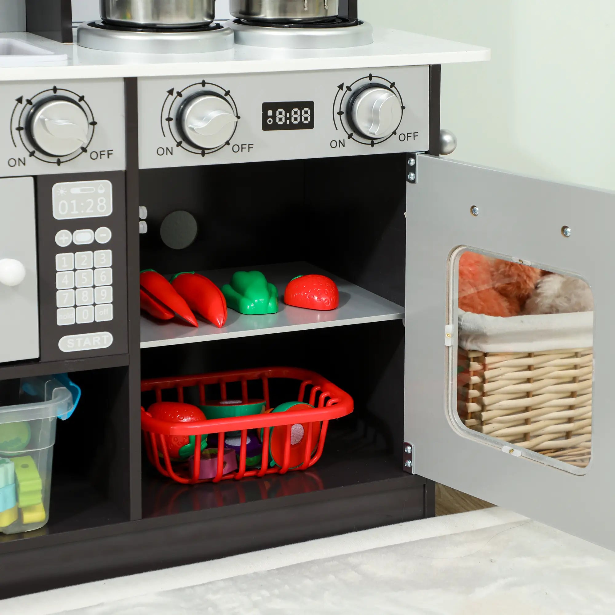 Kids Play Kitchen, Pretend Playset with Sound, Ages 3-8, Dark Brown Play Kitchen at Gallery Canada