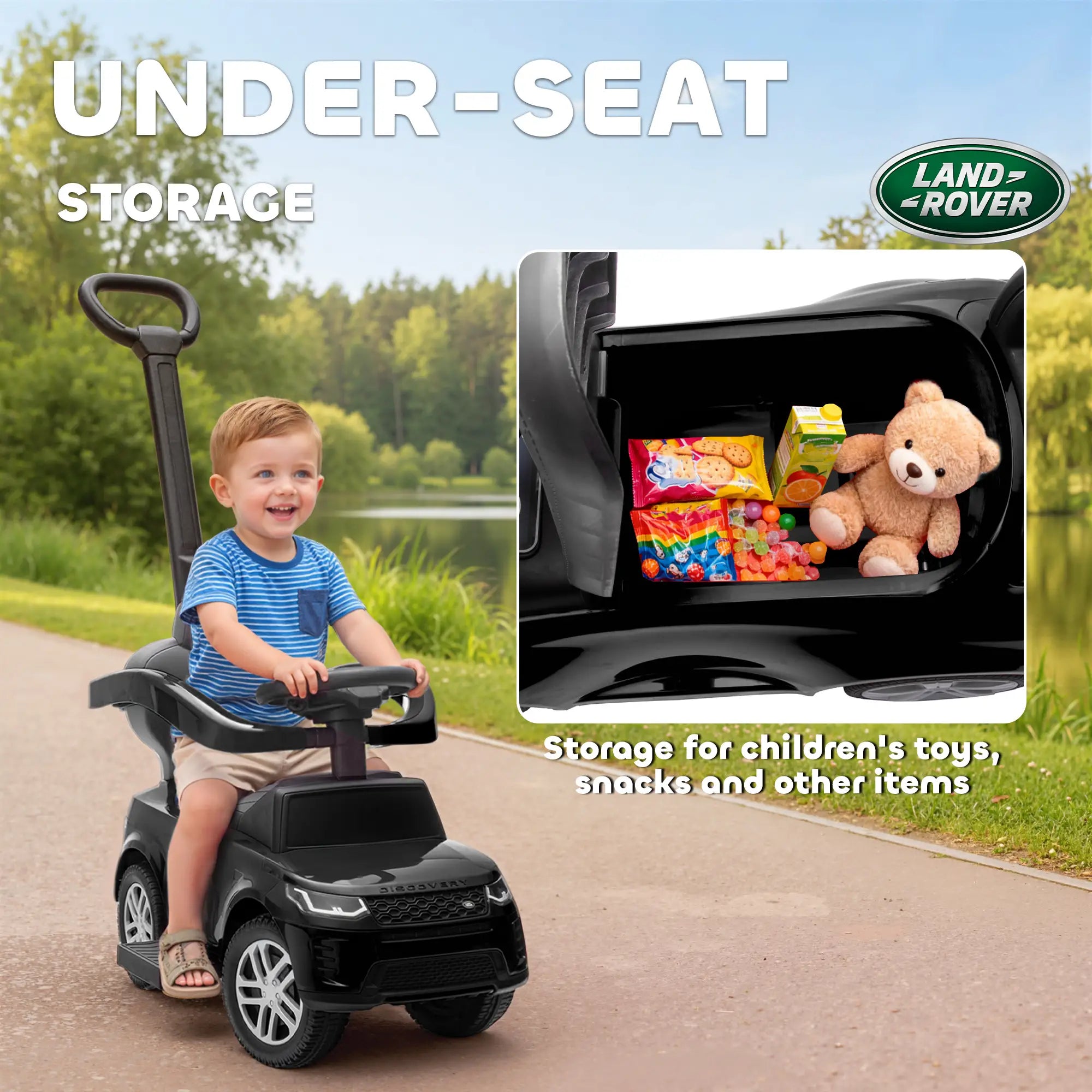 Land Rover Discovery 2-in-1 Ride On Push Car, Black Push Cars for Toddlers at Gallery Canada