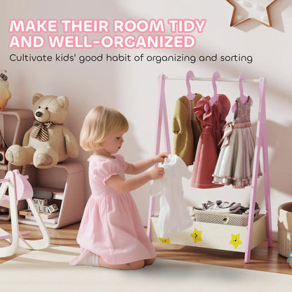 Kids Clothing Rack with Storage Shelf, Hangers, Pink Kids Bedroom Furniture at Gallery Canada