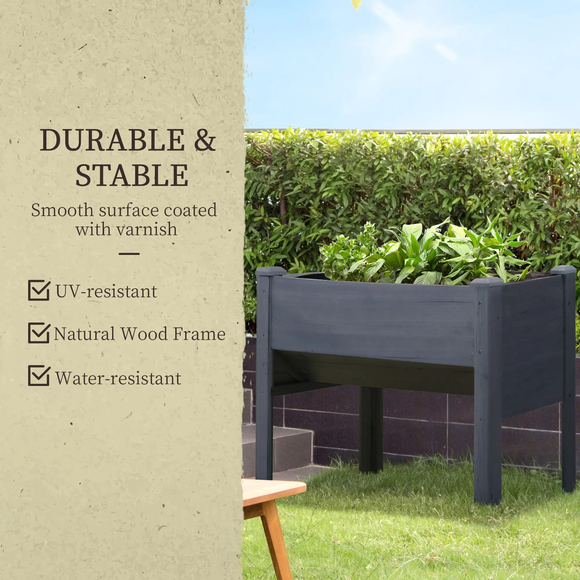 Wooden Raised Garden Stand, 48