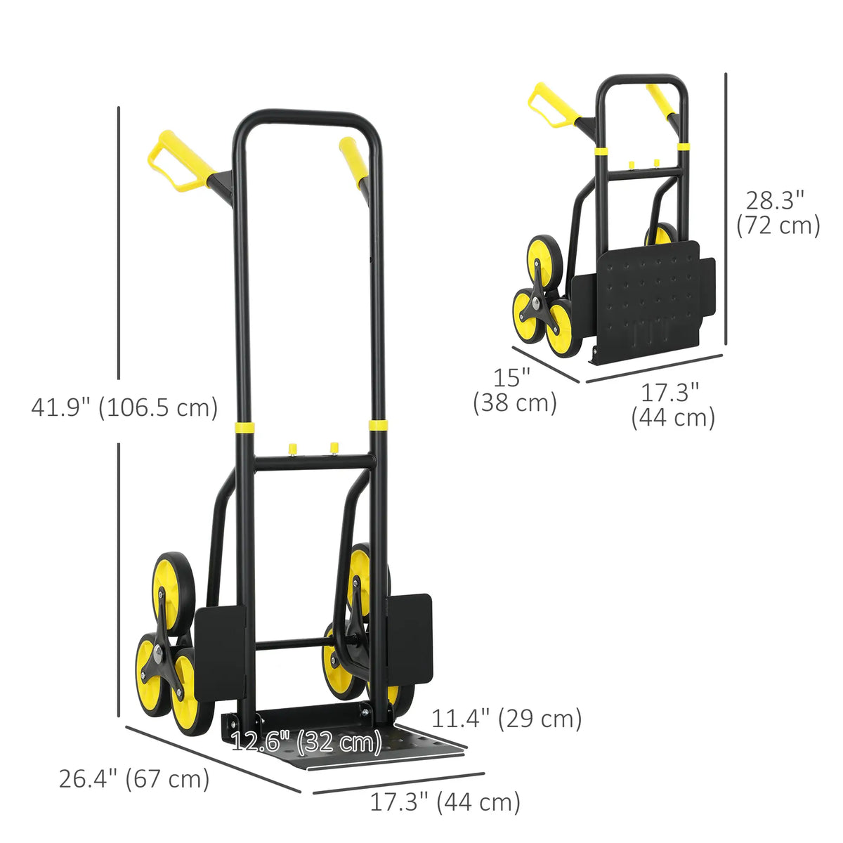 6-Wheels Stair Climber Cart, Foldable Steel, 264lbs Capacity, Yellow Folding Hand Trucks at Gallery Canada