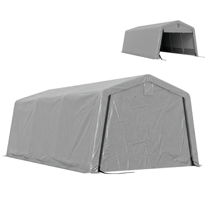 11' x 20' Portable Garage, Heavy Duty Carport, Grey Car Shelters Light Grey at Gallery Canada
