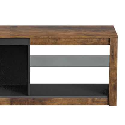 TV Stand Cabinet With LED Lights, Remote, Shelves, Rustic Brown TV Stands at Gallery Canada