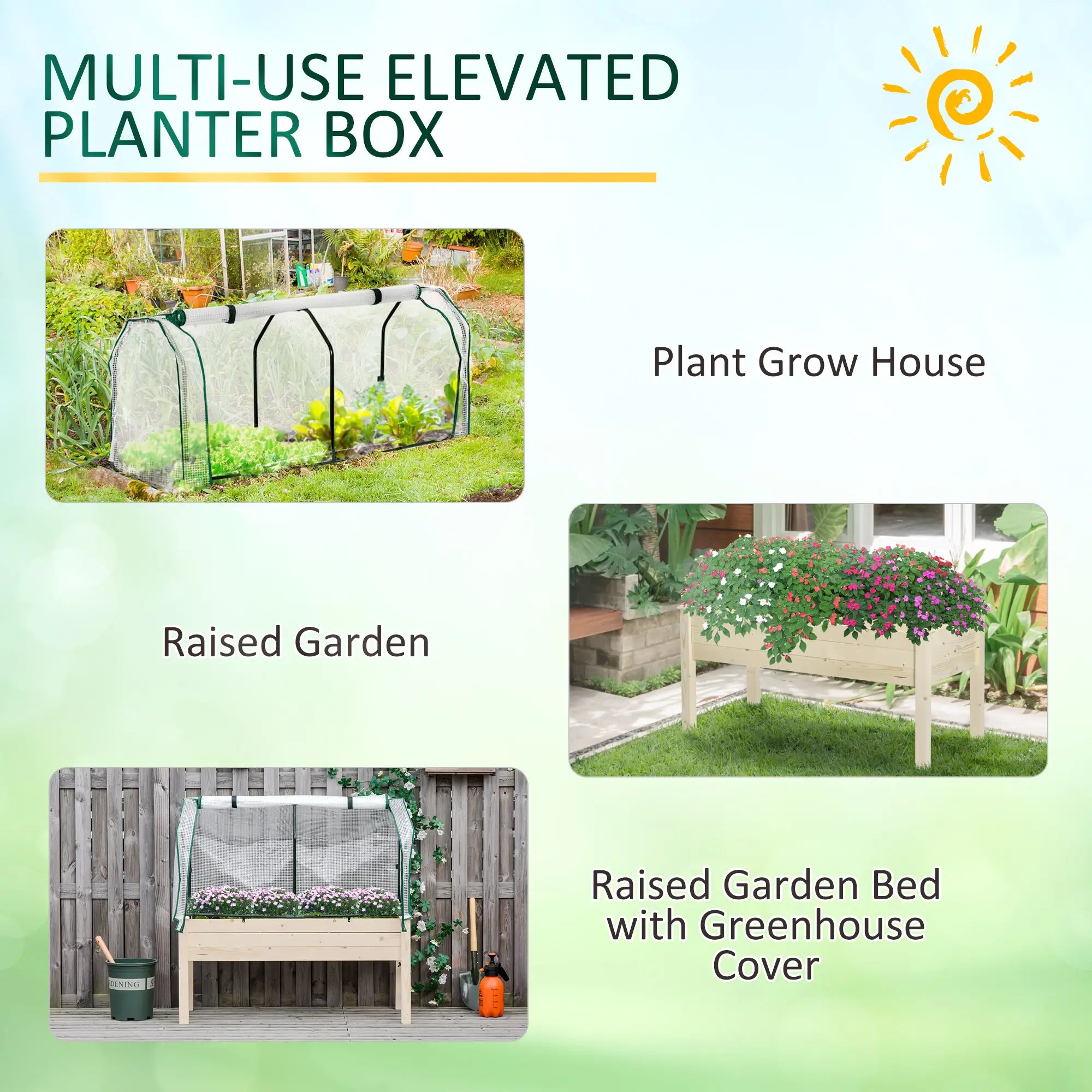 Raised Garden Bed With PE Cover, Elevated Wood Planter, 48 x 22 x 46 Inch, Natural Elevated Garden Beds at Gallery Canada