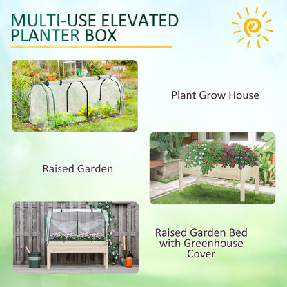 Raised Garden Bed With PE Cover, Elevated Wood Planter, 48 x 22 x 46 Inch, Natural Elevated Garden Beds at Gallery Canada