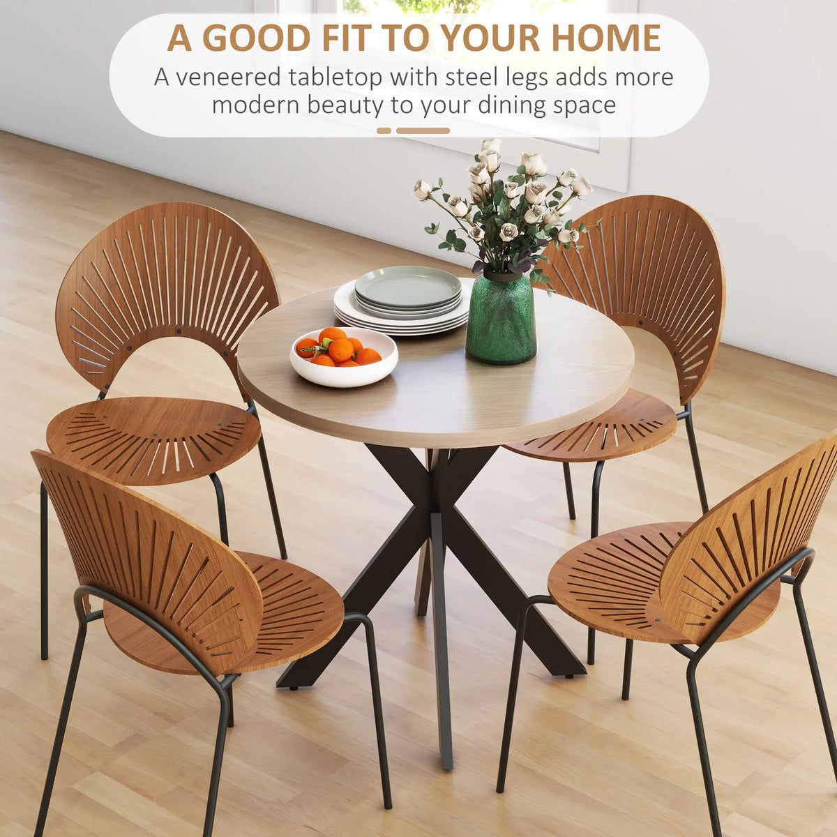 29" Round Dining Table, Steel Legs, Brown Bar Tables & Dining Tables at Gallery Canada
