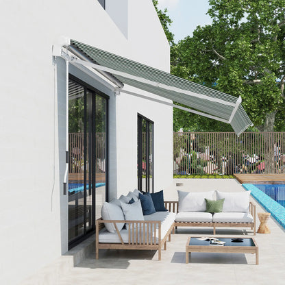 Retractable Awning Fabric Replacement, 10' x 8' Green White, Green Awning Fabric Replacement at Gallery Canada