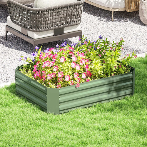 Galvanized Raised Garden Bed, 4' x 3' x 1', Metal Planter Box, Dark Green
