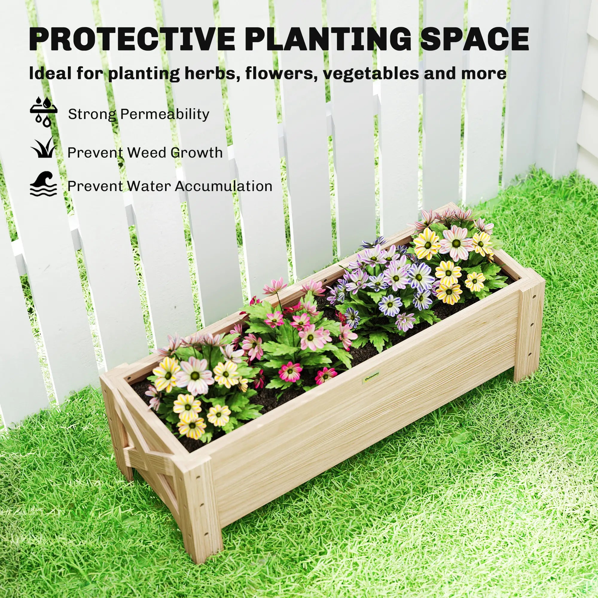 3.3 x 1.2 x 1.2 ft Raised Garden Bed Planter, Natural Wooden Planter Boxes at Gallery Canada