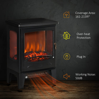 Electric Fireplace Heater, Freestanding, Adjustable Flame, Temperature, 750W/1500W, Black Electric Fireplaces at Gallery Canada