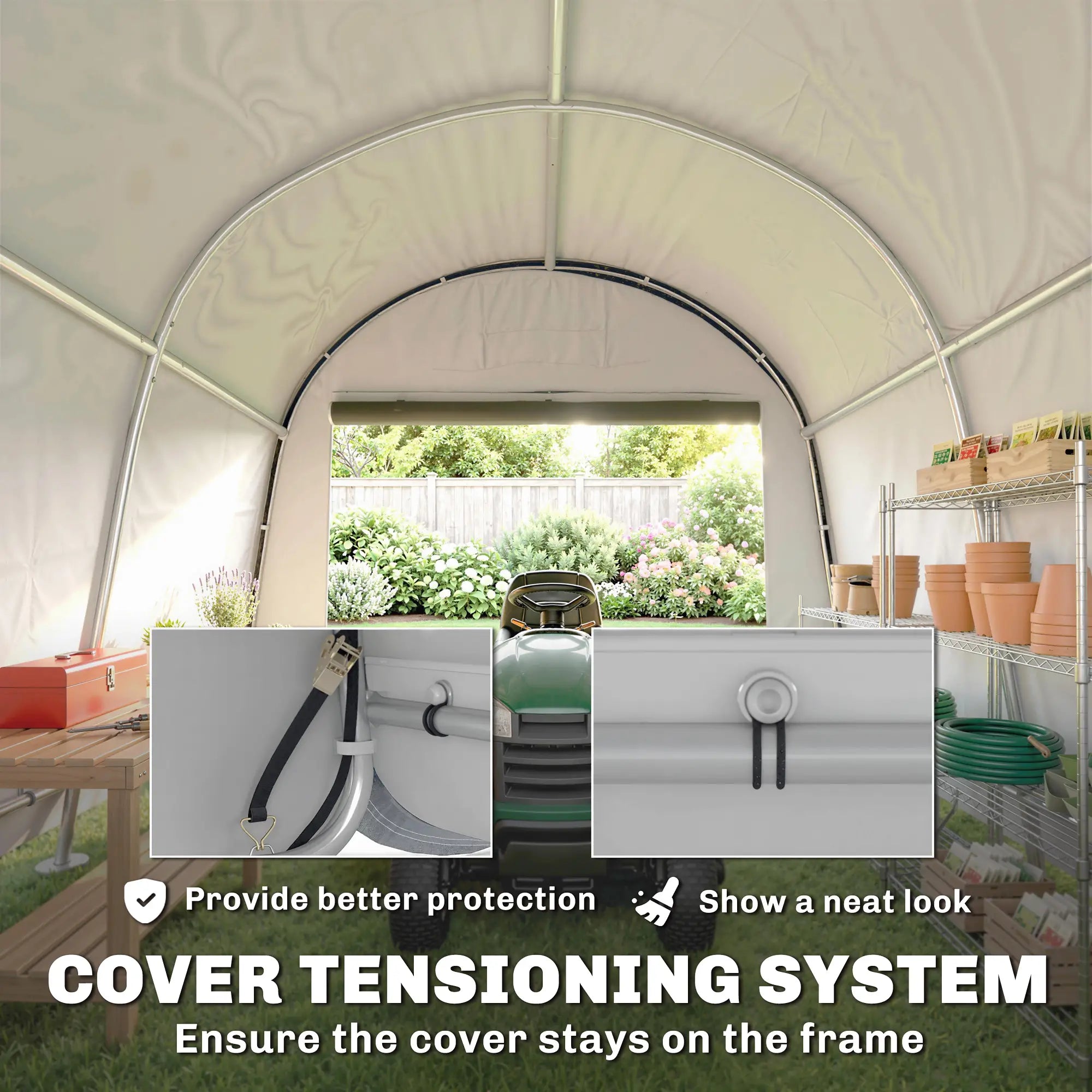 10' x 10' Outdoor Storage Tent, Heavy Duty Waterproof, Light Grey Sheds at Gallery Canada