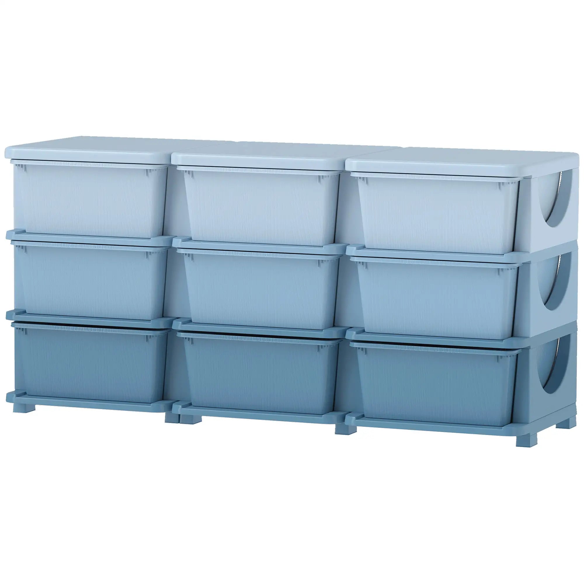 3 Tier Kids Toy Organizer, 9 Plastic Drawers, Blue Baby & Kids Storage Blue at Gallery Canada
