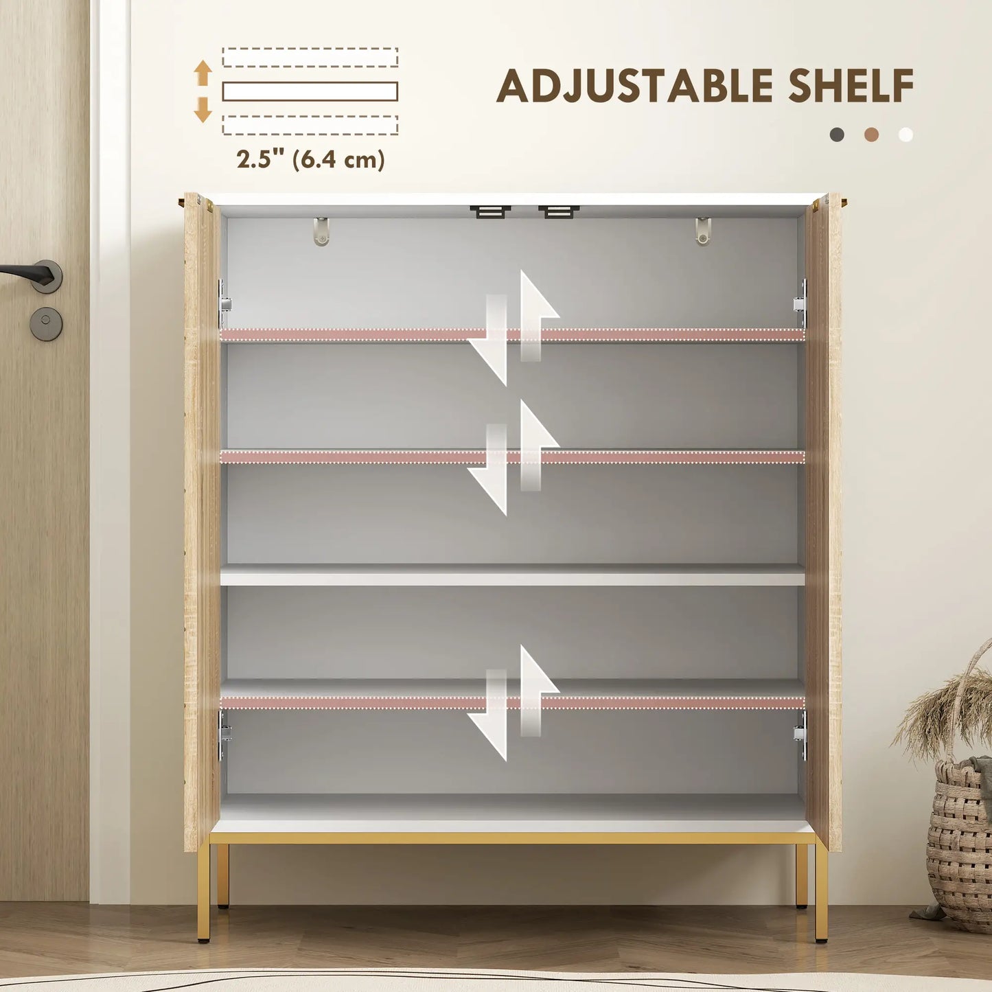 Shoe Storage Cabinet for 15 Pairs, Adjustable Shelves, White Shoe Storage Cabinets & Racks at Gallery Canada