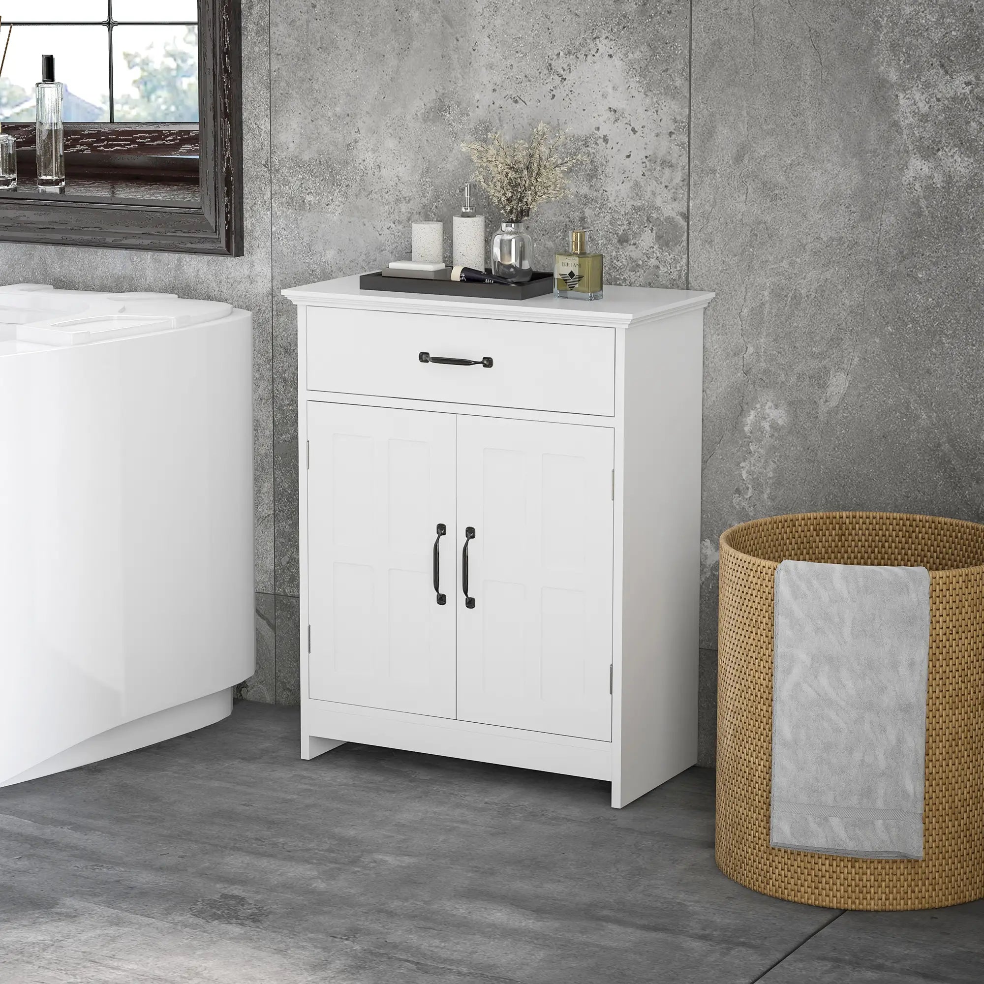 Bathroom Cabinet, 2 Doors, Adjustable Shelves, 23.6