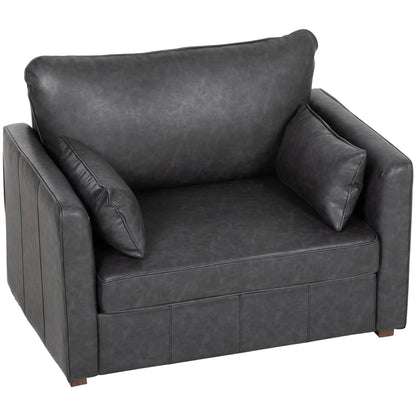 PU Leather Armchair, Wide Seat, Spring Cushion, Rubberwood Legs, Black Single Sofas Black at Gallery Canada