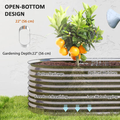 5 x 2.5 x 2ft Galvanized Raised Garden Bed, Oval Planter Box, Silver