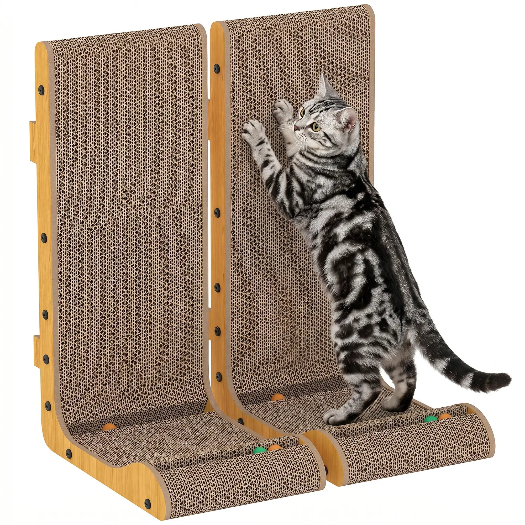 2PCS L-Shape Cat Scratching Board With 3 Toy Balls, Catnip, Black Cat Posts at Gallery Canada