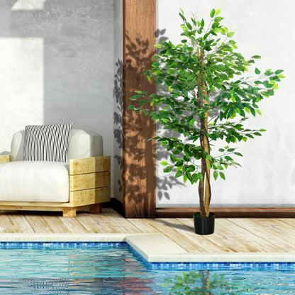 Set Of 2 5ft Artificial Ficus Trees, Indoor Fake Plants With Pot Artificial Trees at Gallery Canada