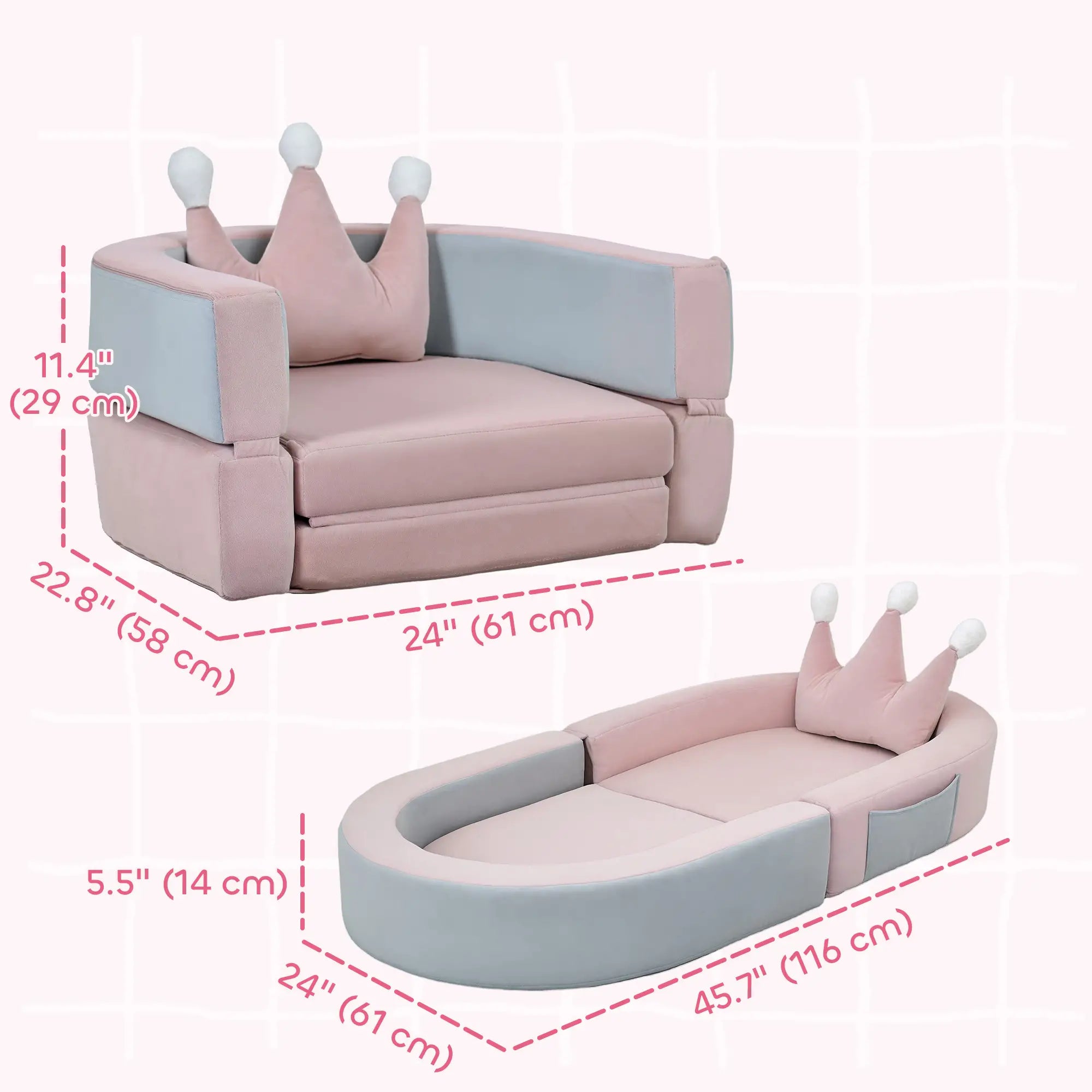 3-In-1 Convertible Climbing Toys For Toddlers With Crown Cushion, Pink Kids Gym & Playmats at Gallery Canada