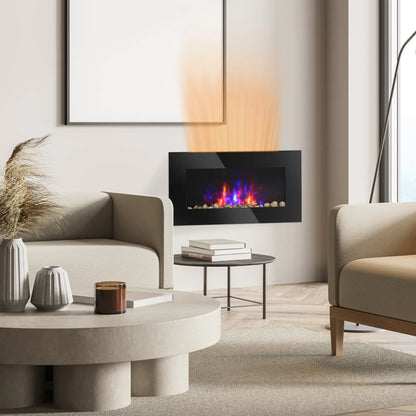 Wall Mounted Fireplace, 28.5 Inch Electric, LED Flame Effect, 7 Colors, Black Electric Fireplaces at Gallery Canada