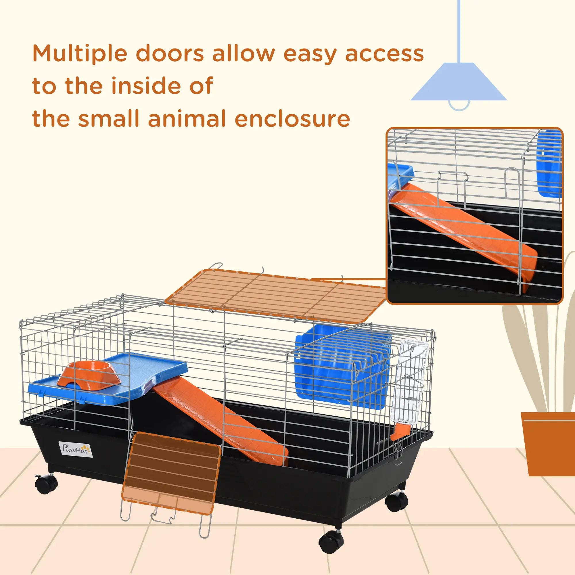 Small Animal Cage, Rolling Bunny Cage, Guinea Pig, Black Houses & Habitats at Gallery Canada