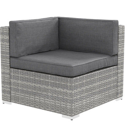 7pc Garden Wicker Sectional Set, Tea Table, Patio Rattan Sofa, Grey Patio Furniture Sets at Gallery Canada