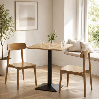 28" Square Dining Table, Modern Steel Base, Dark Brown Bar Tables & Dining Tables at Gallery Canada