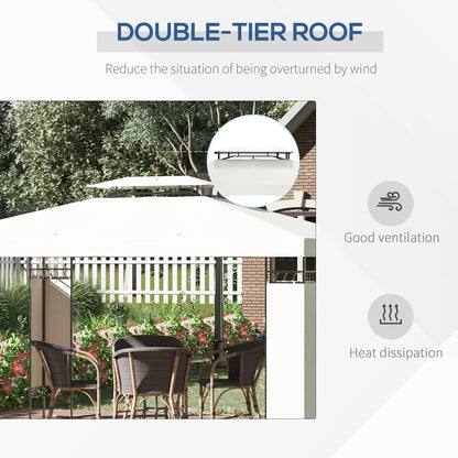 10' x 13' Gazebo, Double Roof Patio Canopy With Screen, White Gazebos at Gallery Canada