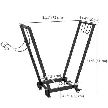 31 Inch Firewood Rack, Heavy Duty with Swivel Casters, Indoor Outdoor, Black Firewood Racks at Gallery Canada