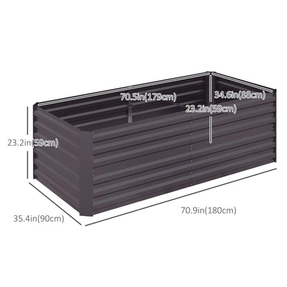 Galvanized Raised Garden Bed, Steel Outdoor Planter, 71" x 35" x 23", Dark Grey Galvanized Planter Boxes at Gallery Canada