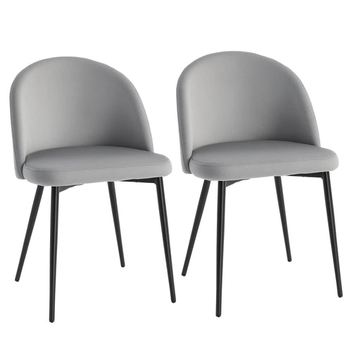 Set of 2 Mid-Back Dining Chairs, Velvet Upholstery, Dark Blue